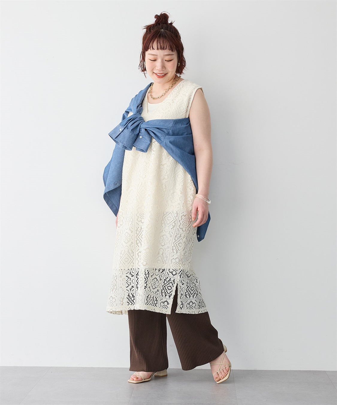 anyfee 【anyfee/エニフィー】レース編みノースリーブロングワンピース_sub_17