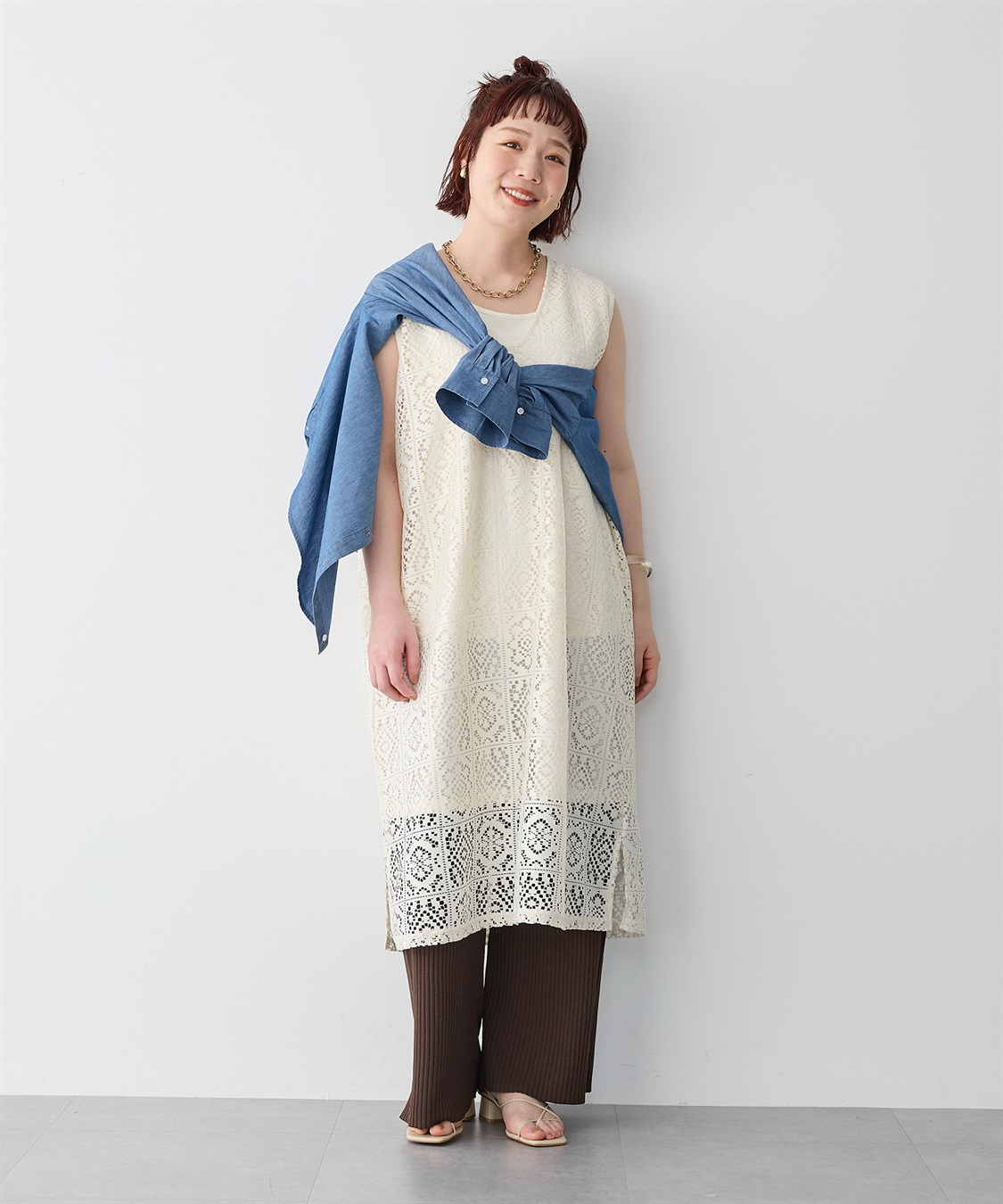 anyfee 【anyfee/エニフィー】レース編みノースリーブロングワンピース_sub_18