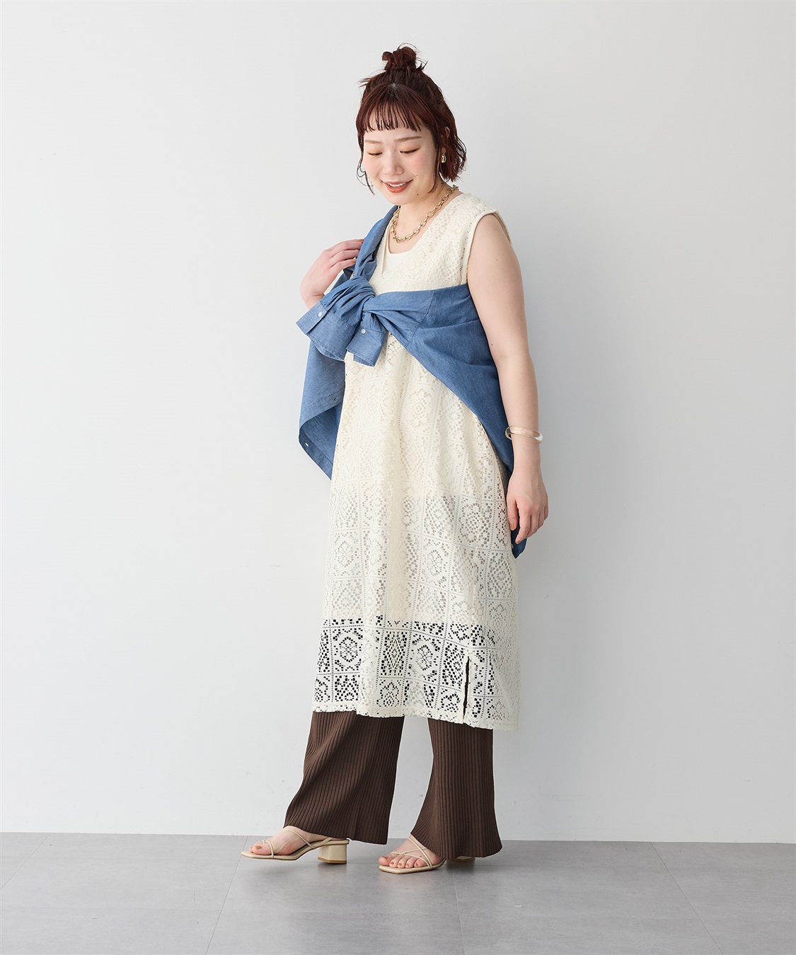 anyfee 【anyfee/エニフィー】レース編みノースリーブロングワンピース_sub_19