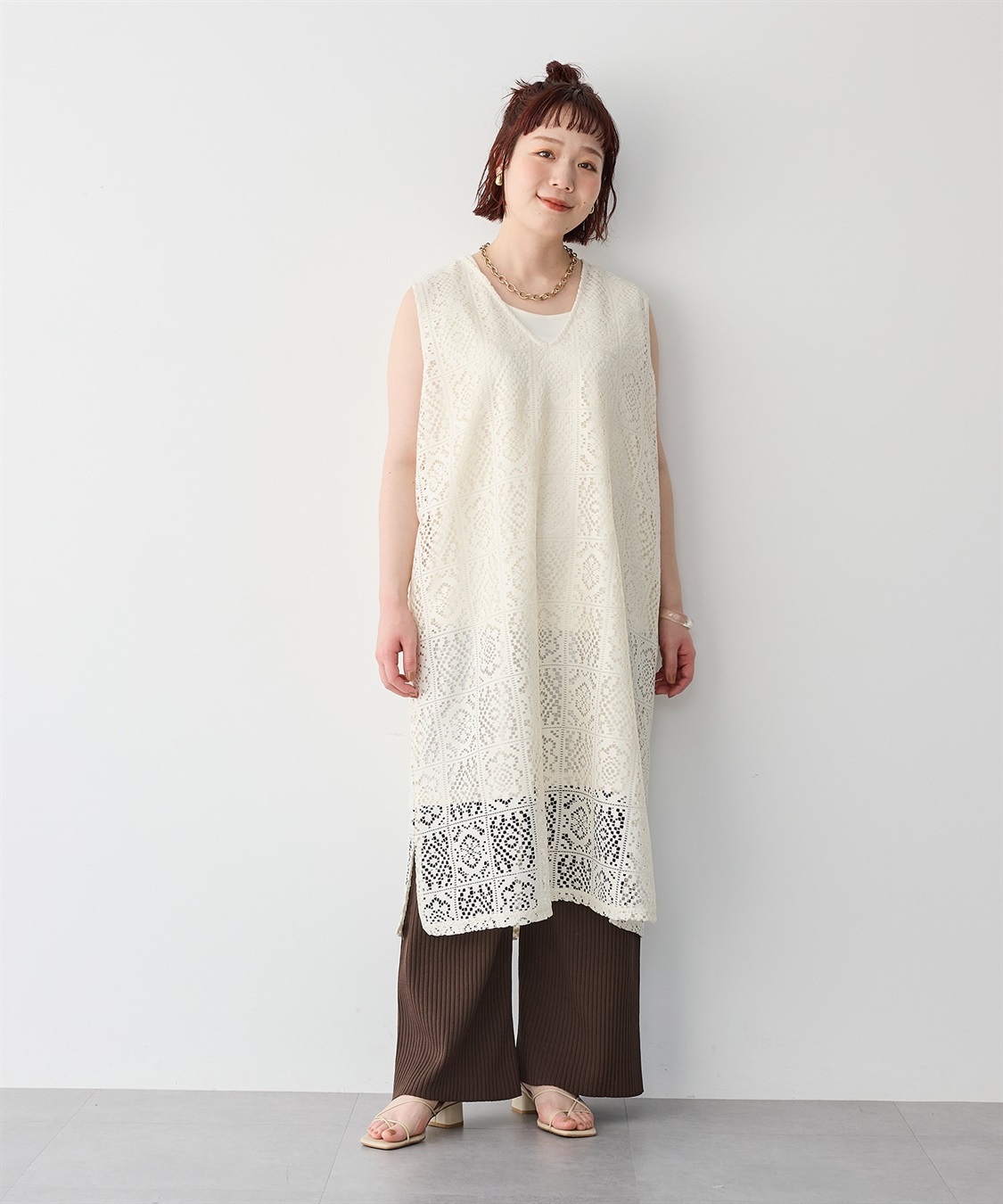 anyfee 【anyfee/エニフィー】レース編みノースリーブロングワンピース_sub_20