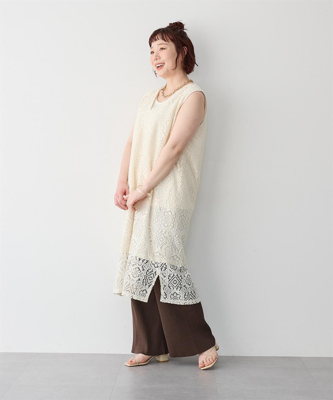 anyfee 【anyfee/エニフィー】レース編みノースリーブロングワンピース_sub_22