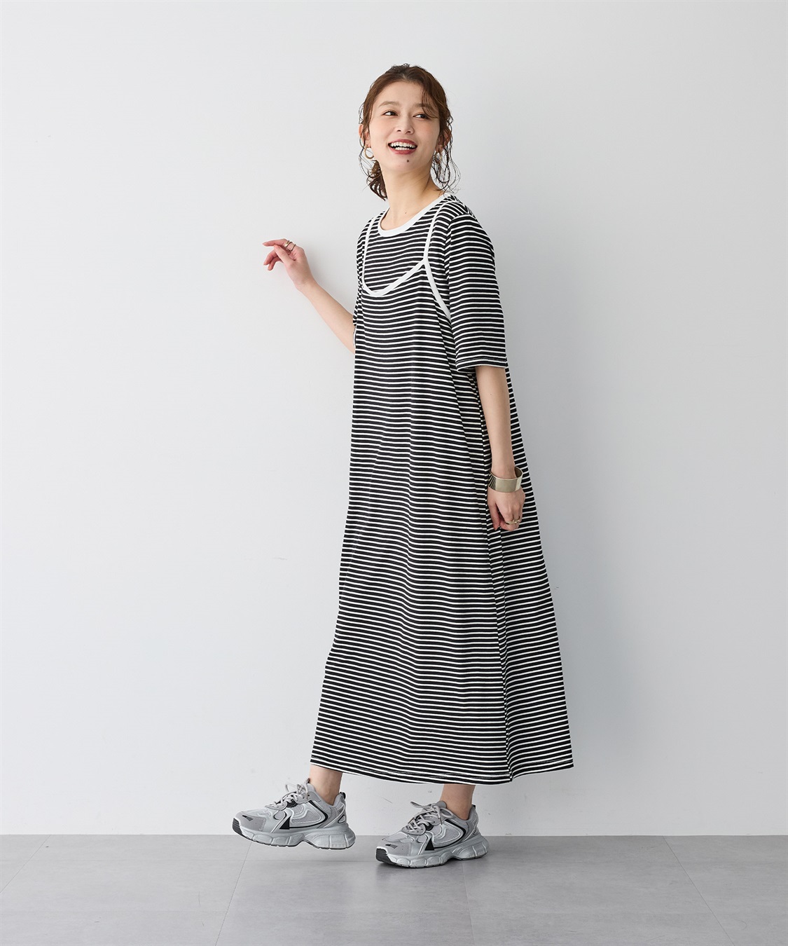 anyfee 【anyfee/プラスサイズ】TシャツSETレイヤードキャミワンピース/アンサンブル_sub_1