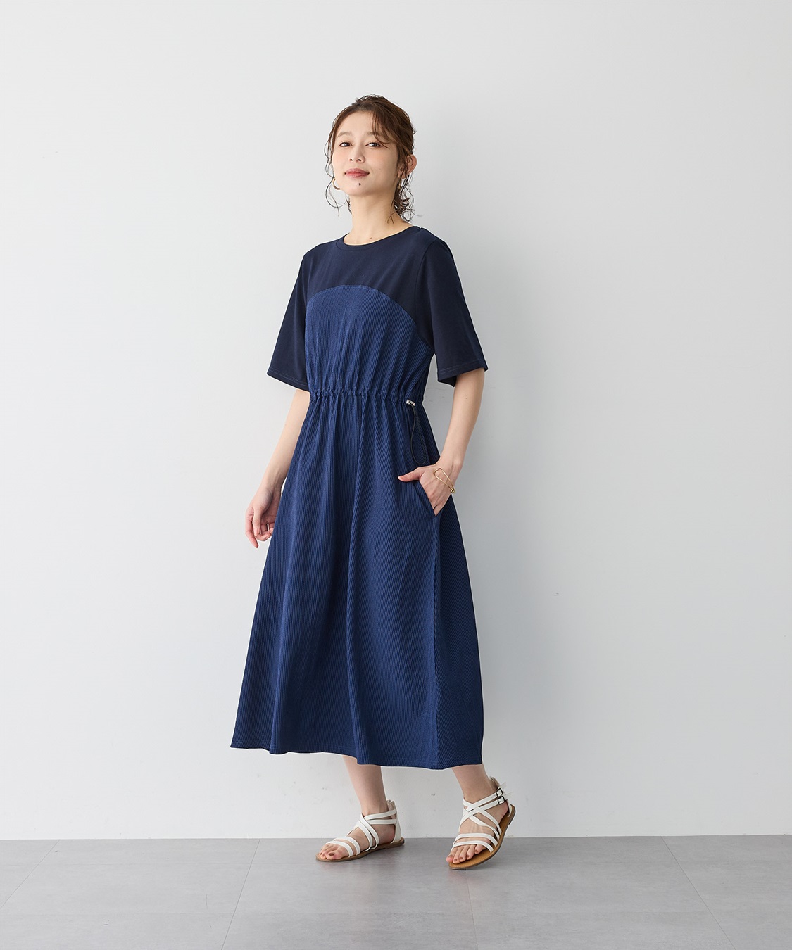 anyfee 【anyfee/プラスサイズ】ビスチェ風切り替えドロストコードワンピース_sub_2