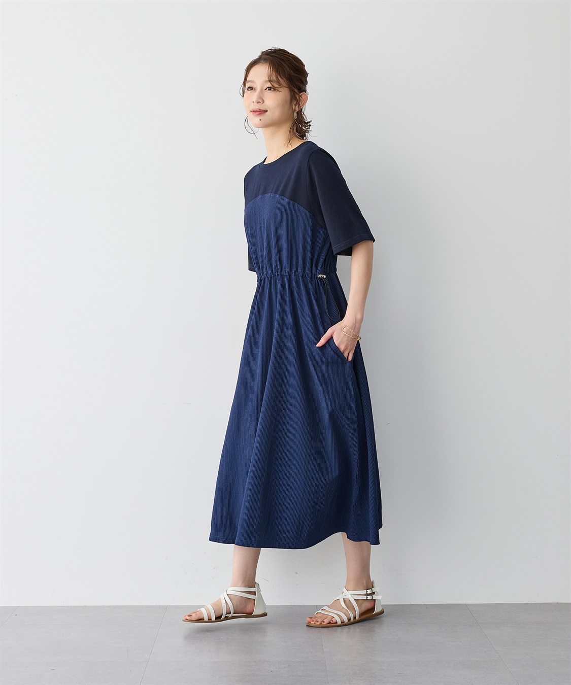 anyfee 【anyfee/プラスサイズ】ビスチェ風切り替えドロストコードワンピース_sub_3