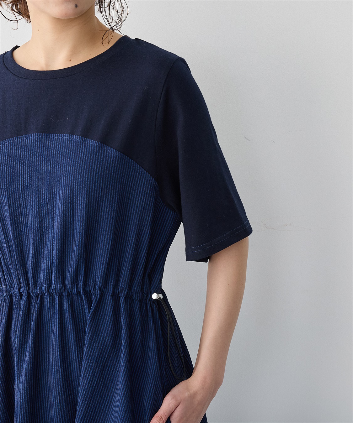 anyfee 【anyfee/プラスサイズ】ビスチェ風切り替えドロストコードワンピース_sub_7