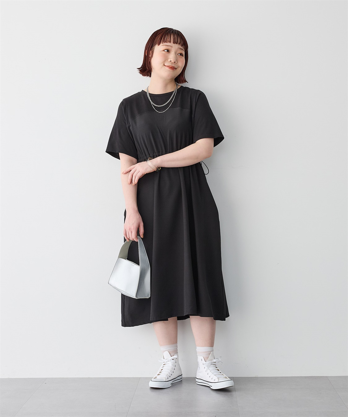 anyfee 【anyfee/プラスサイズ】ビスチェ風切り替えドロストコードワンピース_sub_13