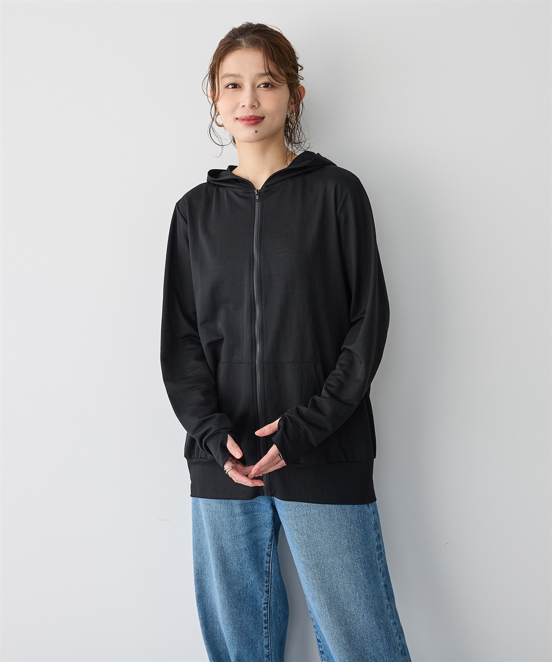anyfee 【anyfee/プラスサイズ】接触冷感・日陰を着るUVカットサムホールフード付きパーカー_sub_7