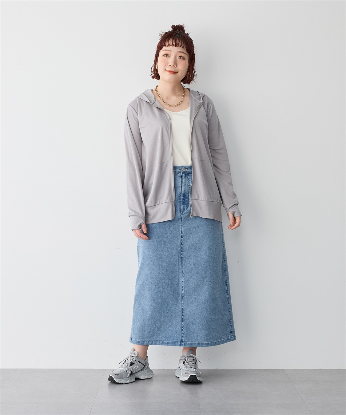 anyfee 【anyfee/プラスサイズ】接触冷感・日陰を着るUVカットサムホールフード付きパーカー_sub_15