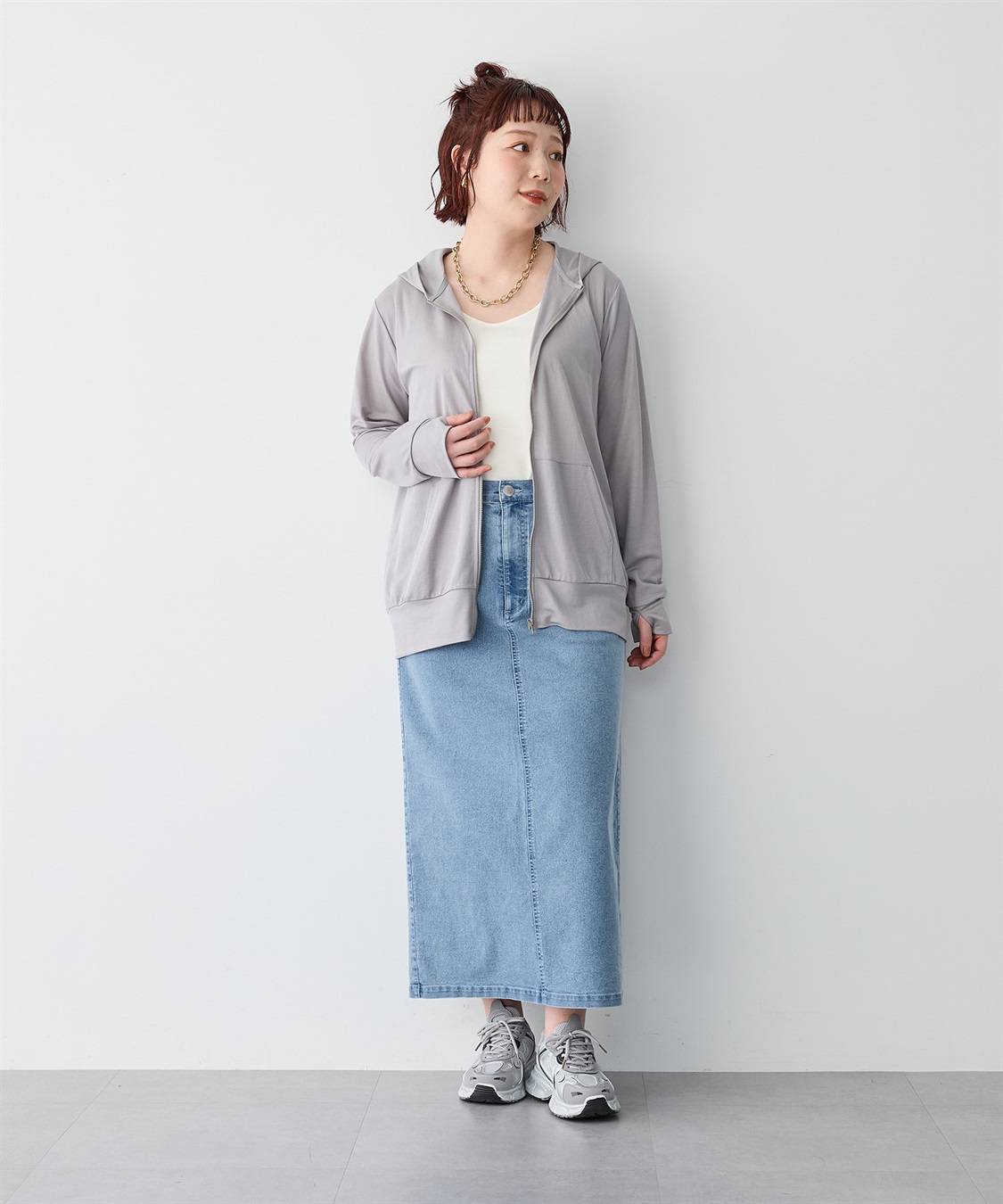 anyfee 【anyfee/プラスサイズ】接触冷感・日陰を着るUVカットサムホールフード付きパーカー_sub_16