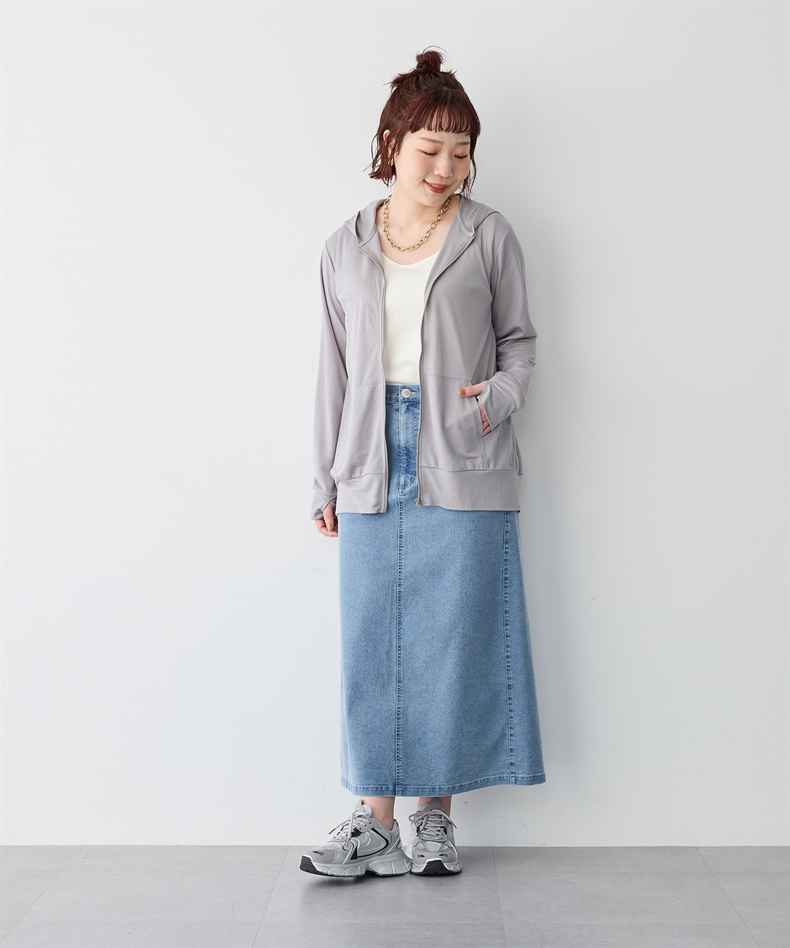 anyfee 【anyfee/プラスサイズ】接触冷感・日陰を着るUVカットサムホールフード付きパーカー_sub_17