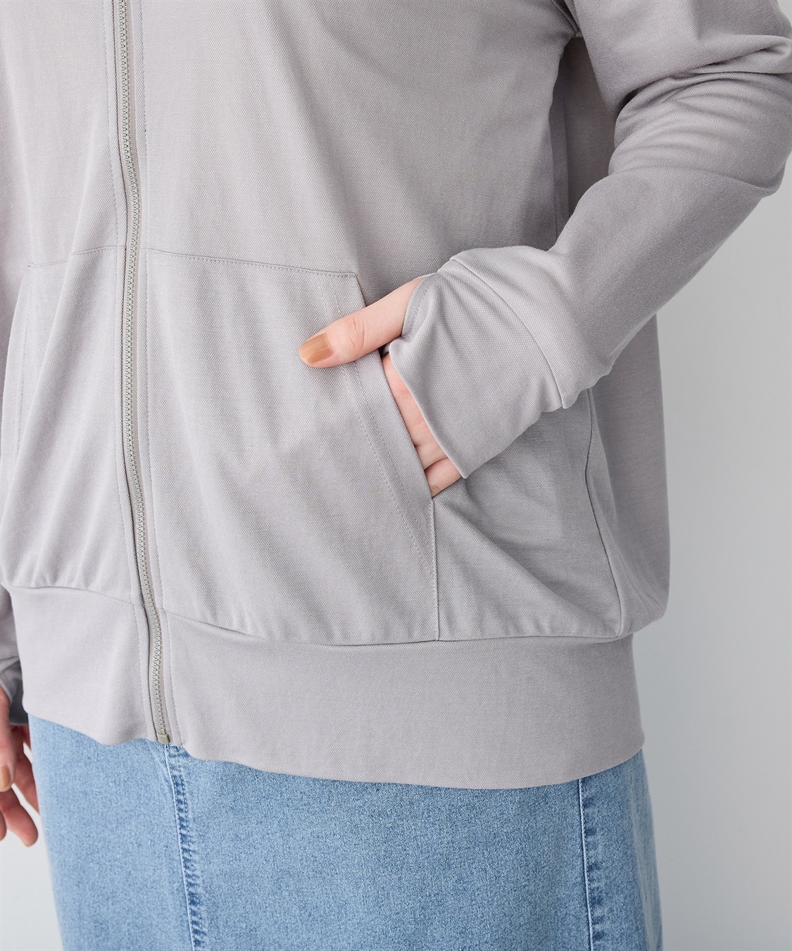 anyfee 【anyfee/プラスサイズ】接触冷感・日陰を着るUVカットサムホールフード付きパーカー_sub_22