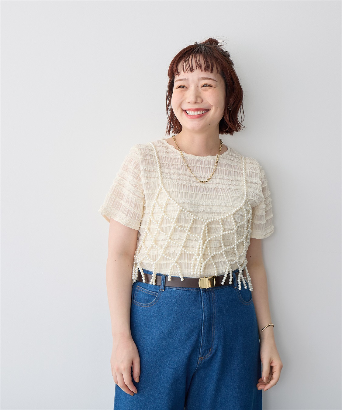 anyfee 【anyfee/プラスサイズ】シアーシャーリングトップス_sub_2