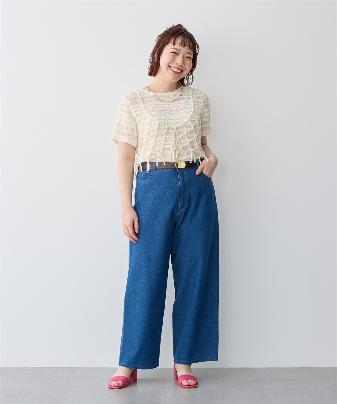 anyfee 【anyfee/プラスサイズ】シアーシャーリングトップス_sub_4