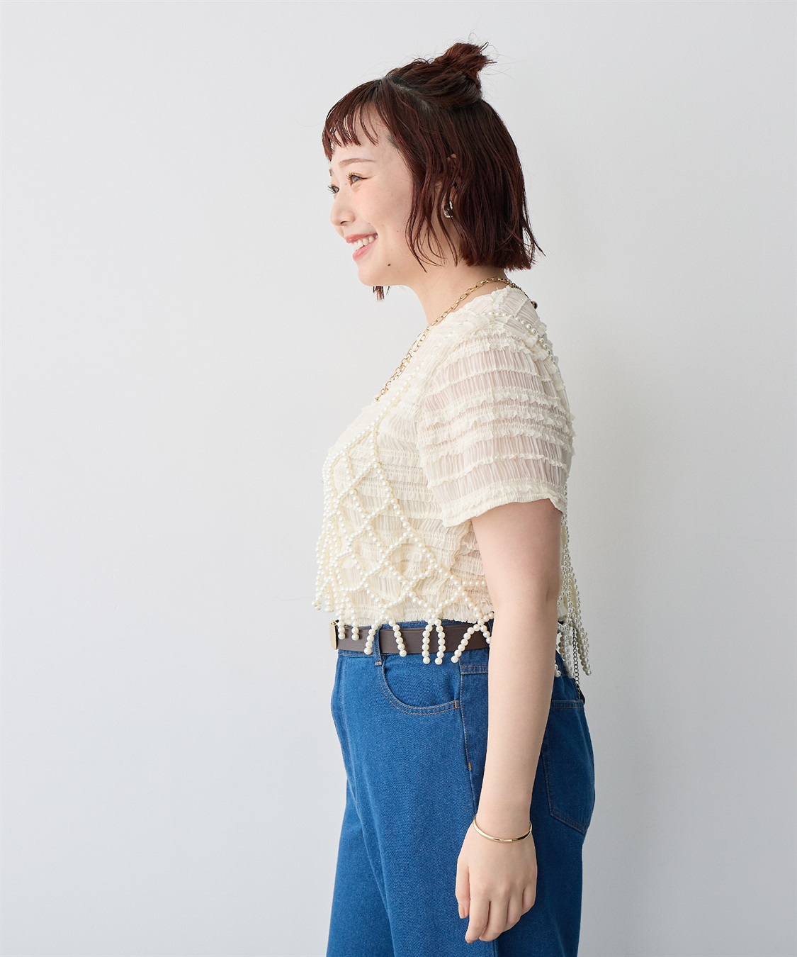 anyfee 【anyfee/プラスサイズ】シアーシャーリングトップス_sub_7