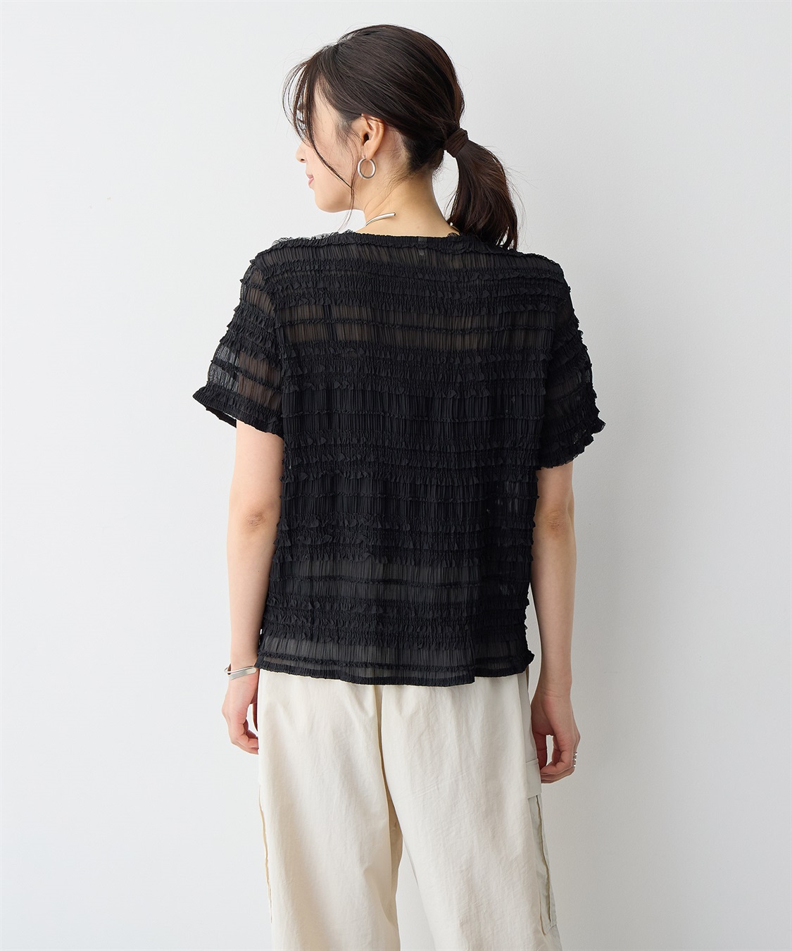 anyfee 【anyfee/プラスサイズ】シアーシャーリングトップス_sub_19