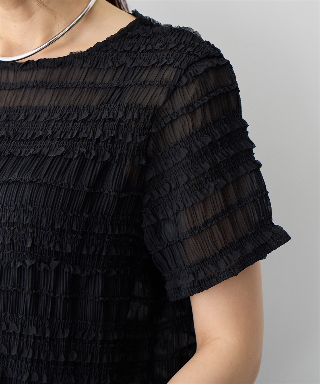 anyfee 【anyfee/プラスサイズ】シアーシャーリングトップス_sub_20