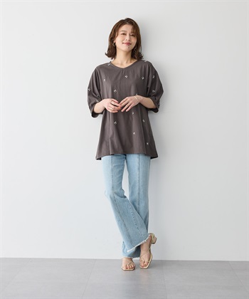 Life Style by cross marche 【anyfee/プラスサイズ】リボン刺繍Tシャツ_subthumb_2
