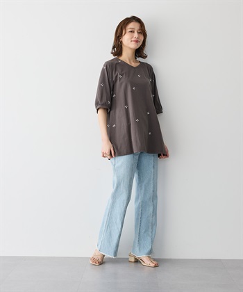 Life Style by cross marche 【anyfee/プラスサイズ】リボン刺繍Tシャツ_subthumb_3
