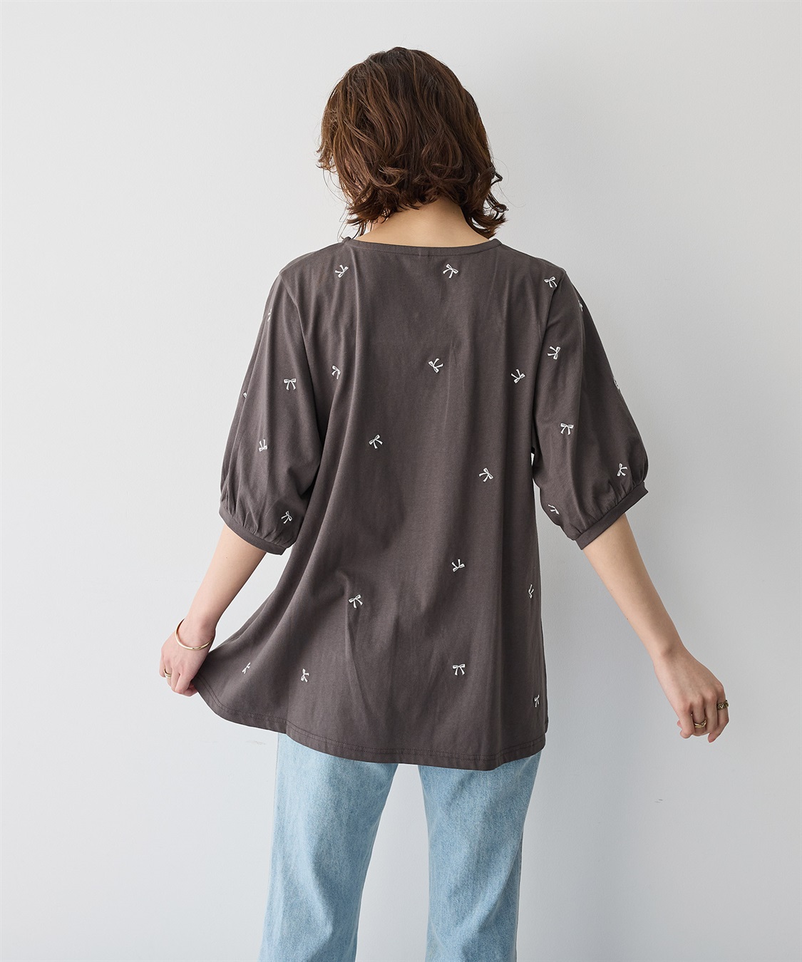 Life Style by cross marche 【anyfee/プラスサイズ】リボン刺繍Tシャツ_sub_6