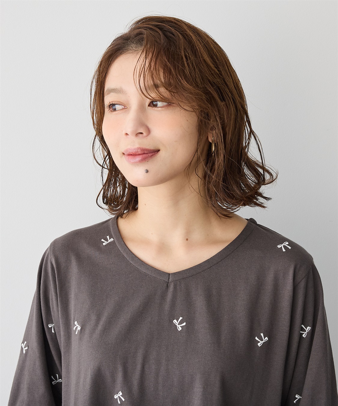 Life Style by cross marche 【anyfee/プラスサイズ】リボン刺繍Tシャツ_sub_7