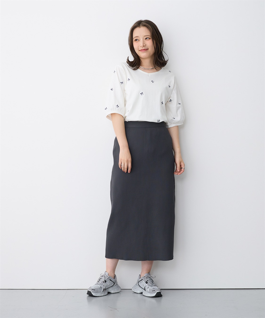 Life Style by cross marche 【anyfee/プラスサイズ】リボン刺繍Tシャツ_sub_12