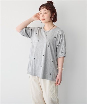 Life Style by cross marche 【anyfee/プラスサイズ】リボン刺繍Tシャツ_subthumb_19