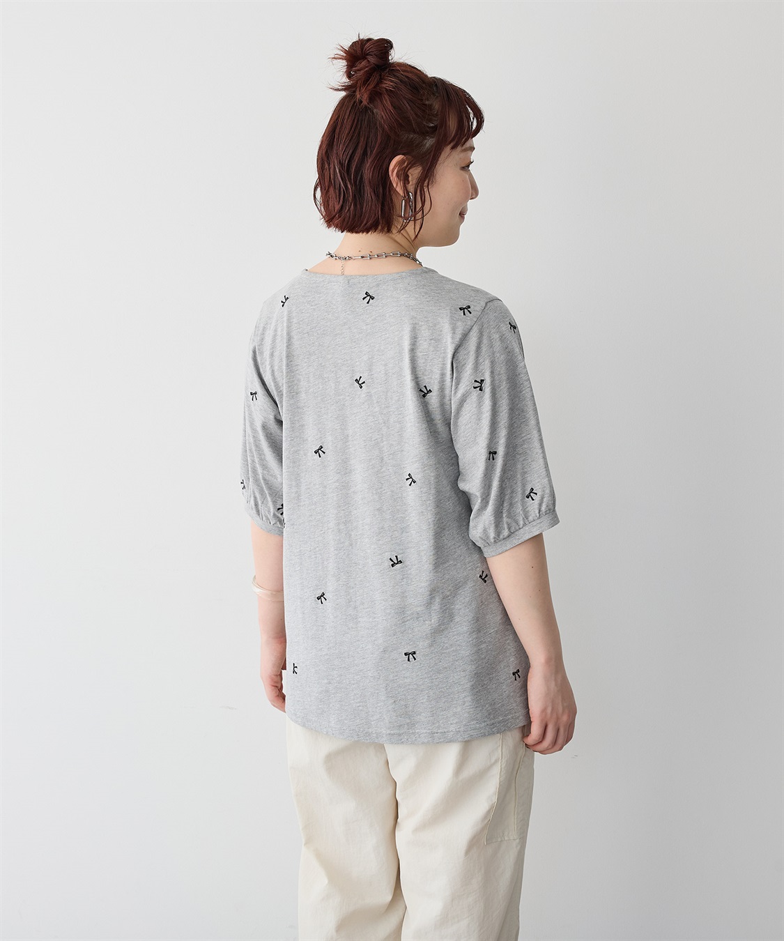 Life Style by cross marche 【anyfee/プラスサイズ】リボン刺繍Tシャツ_sub_24