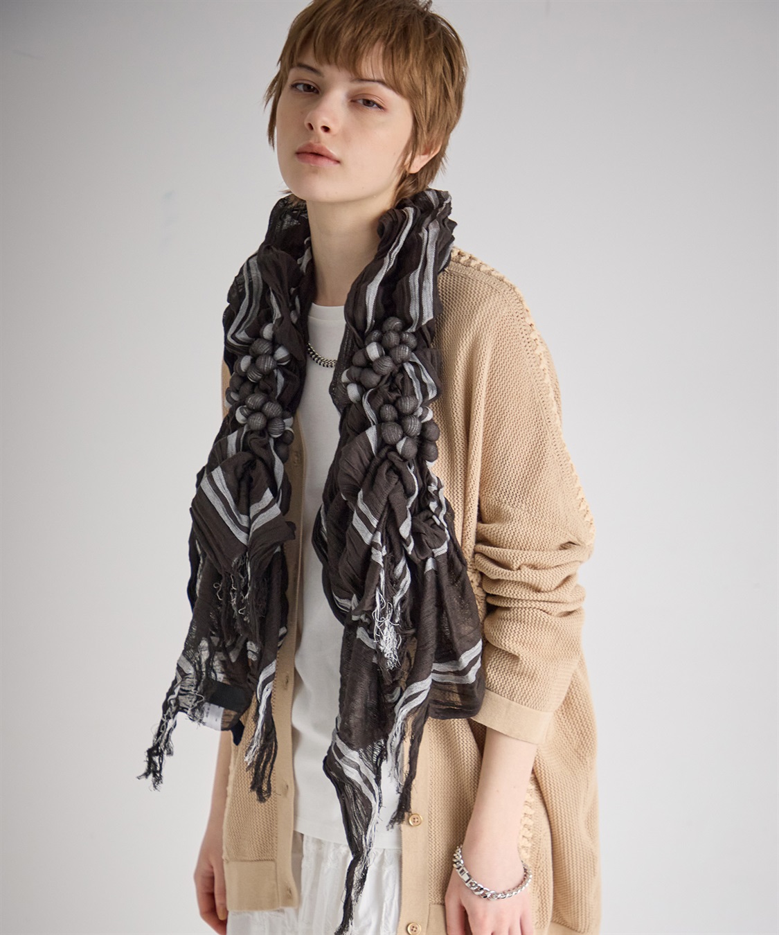 ATSURO TAYAMA ダブルストライプツブツブストール_sub_3