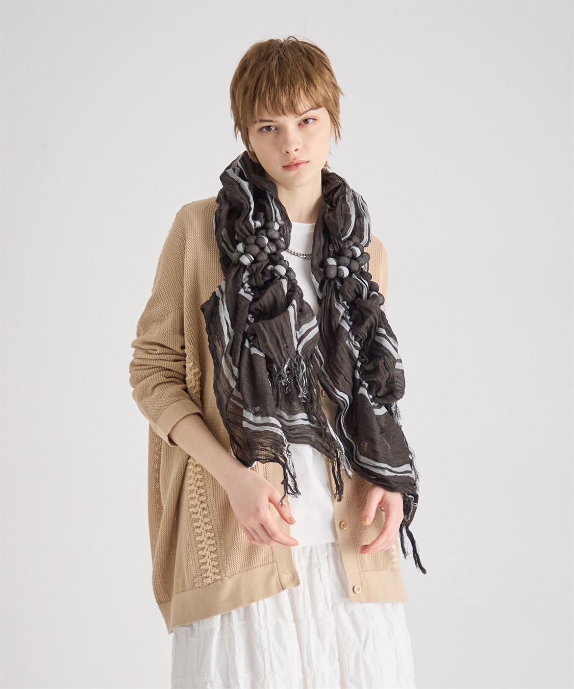 ATSURO TAYAMA ダブルストライプツブツブストール_sub_4