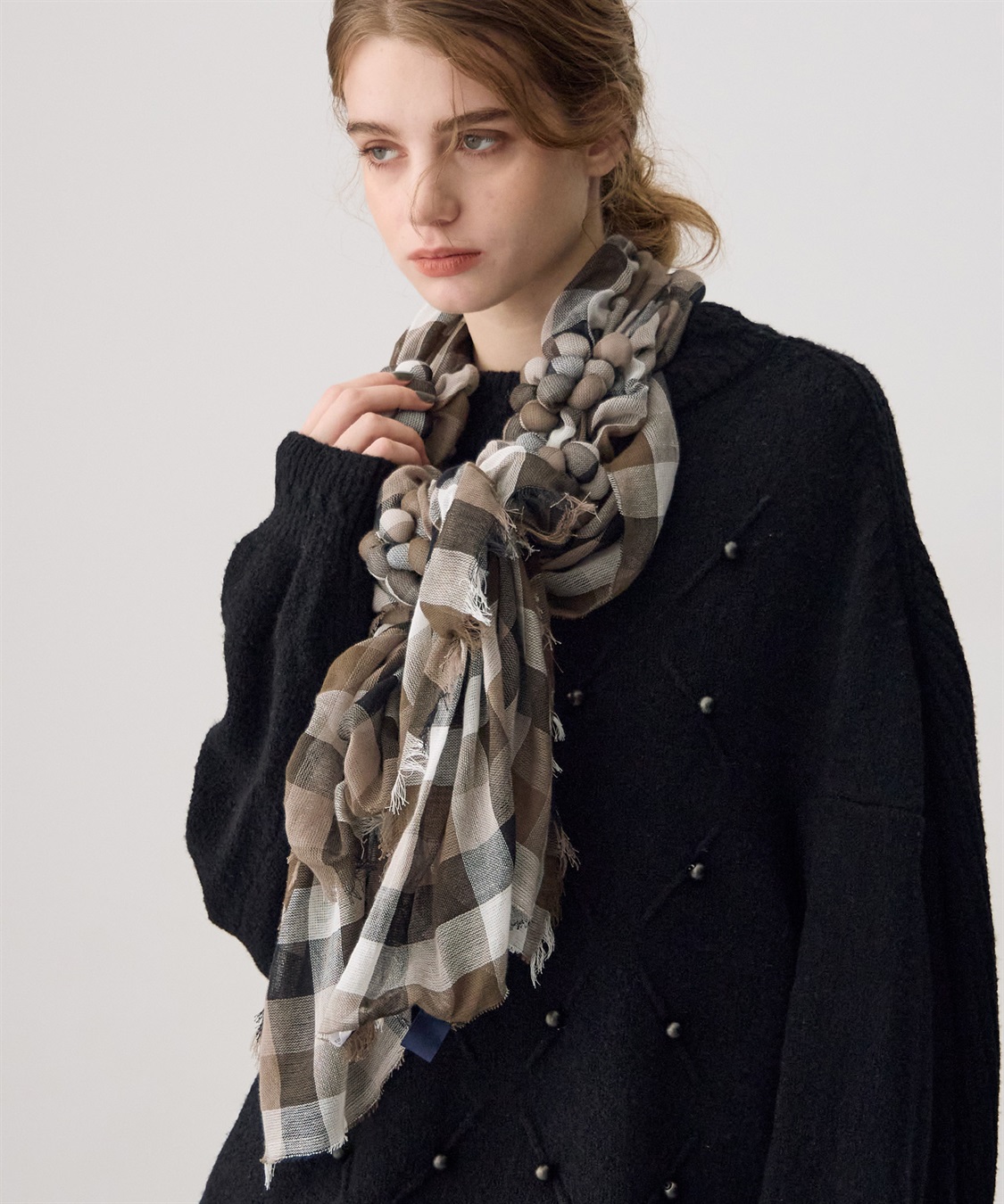 ATSURO TAYAMA ギンガムチェックツブツブストール_sub_2