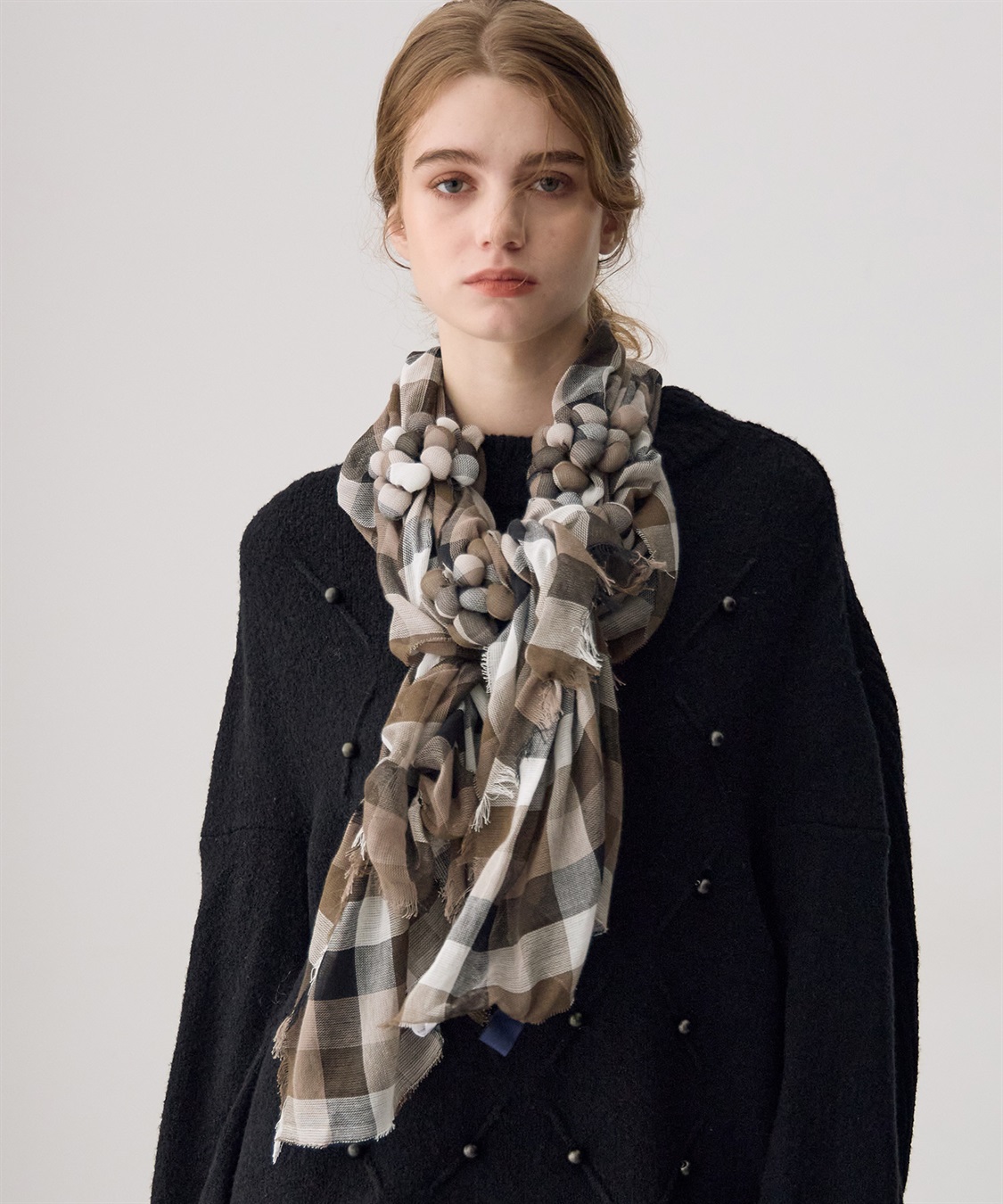 ATSURO TAYAMA ギンガムチェックツブツブストール_sub_4