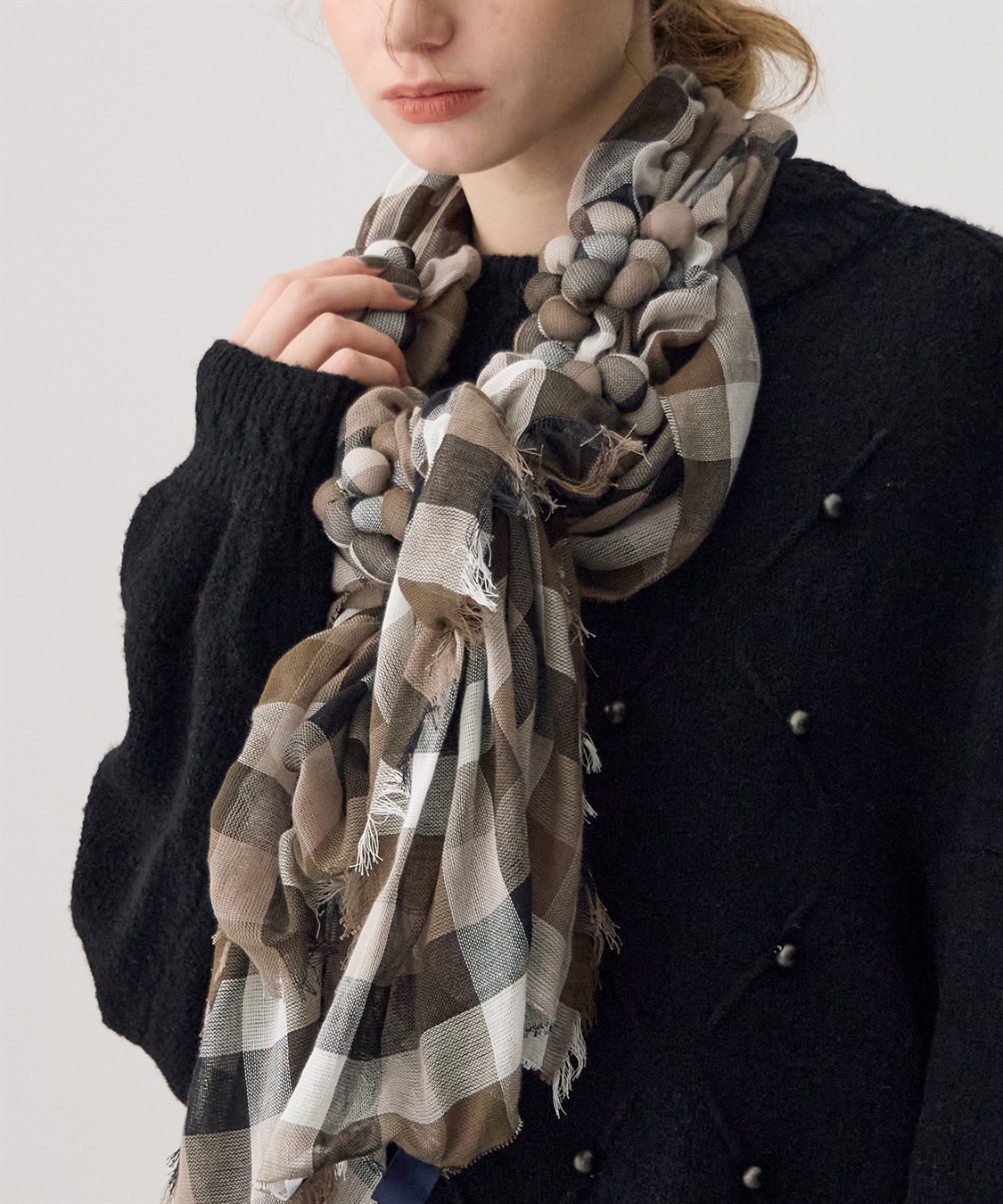 ATSURO TAYAMA ギンガムチェックツブツブストール_sub_5
