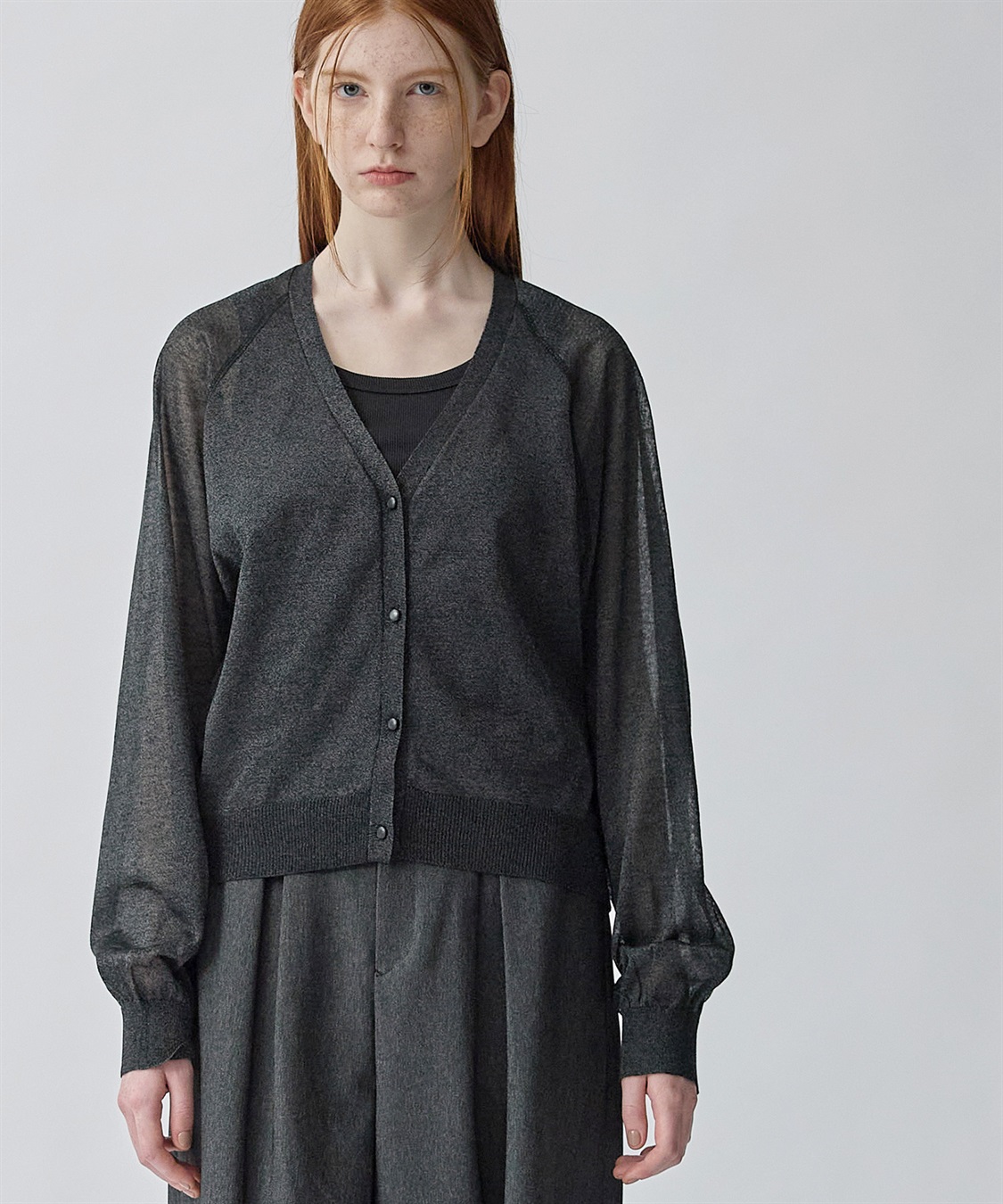 シースルーラメ入りニットカーディガン ATS｜クロスプラス公式通販サイト