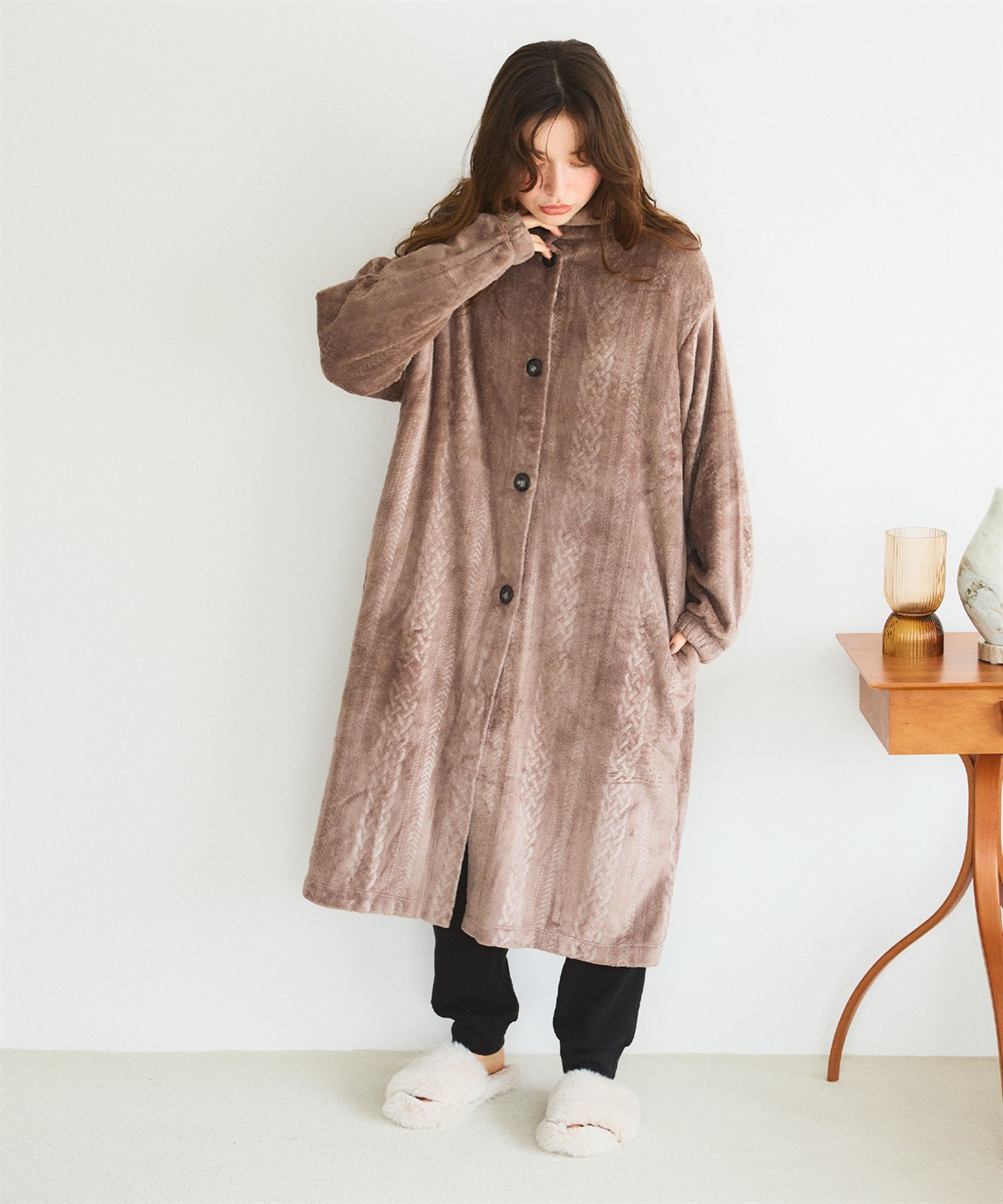 LAFUKU 【LAFUKU/ラフク】あったか・もこふわケーブルフリース着る毛布_sub_7