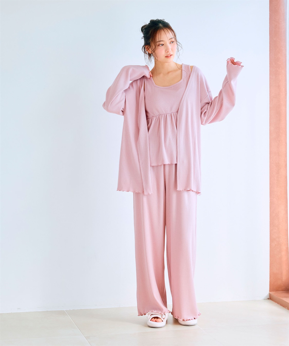 LAFUKU 【LAFUKU/ラフク】カップ付きワッフルルームウェア3点SET_sub_2