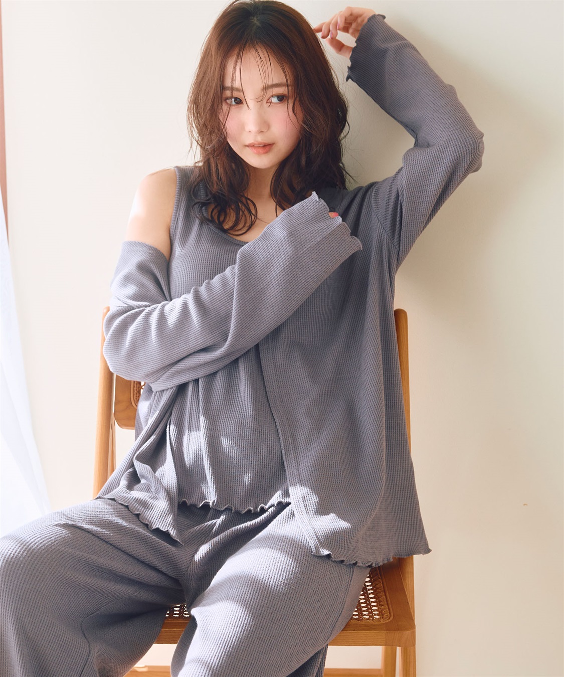 LAFUKU 【LAFUKU/ラフク】カップ付きワッフルルームウェア3点SET_sub_7