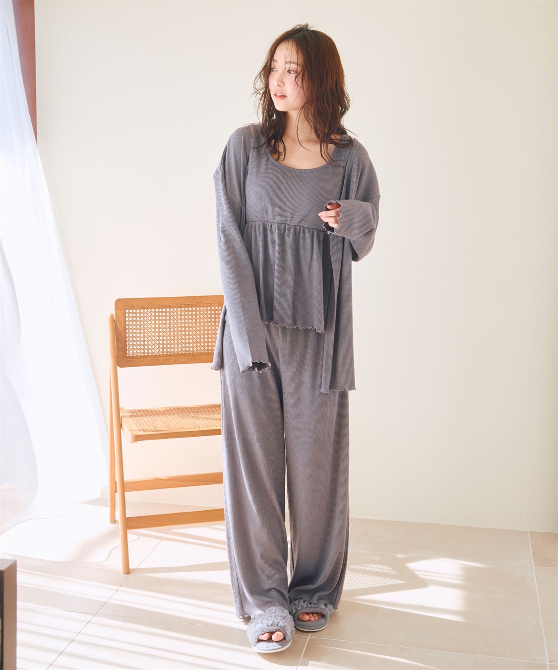 LAFUKU 【LAFUKU/ラフク】カップ付きワッフルルームウェア3点SET_sub_9