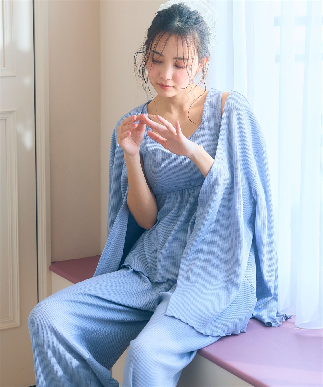 LAFUKU 【LAFUKU/ラフク】カップ付きワッフルルームウェア3点SET_sub_11