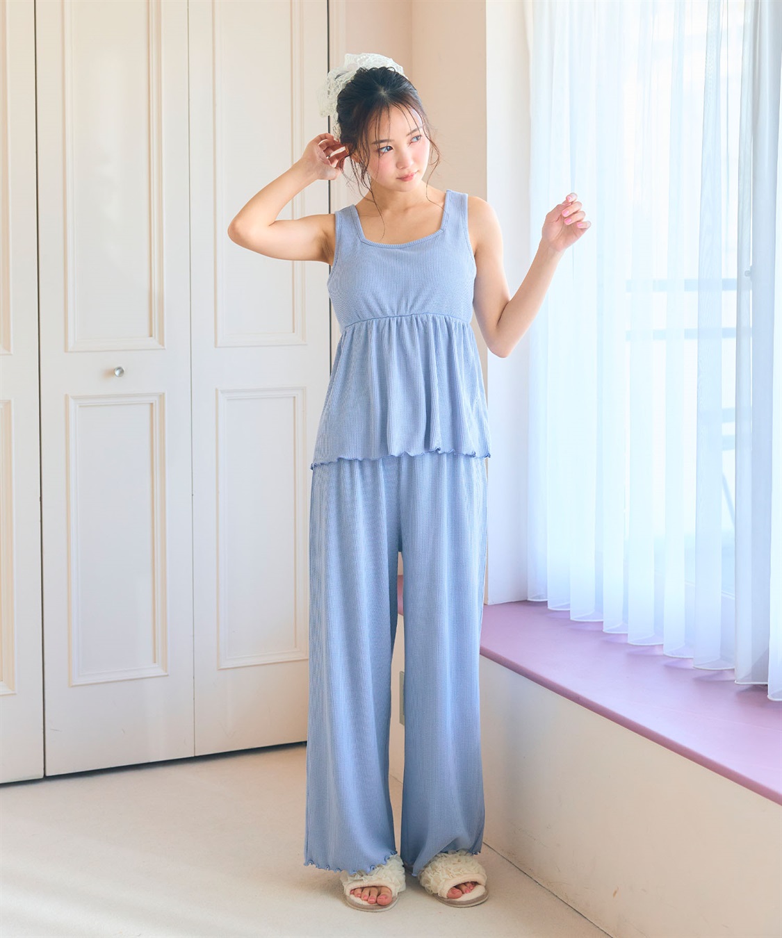 LAFUKU 【LAFUKU/ラフク】カップ付きワッフルルームウェア3点SET_sub_12