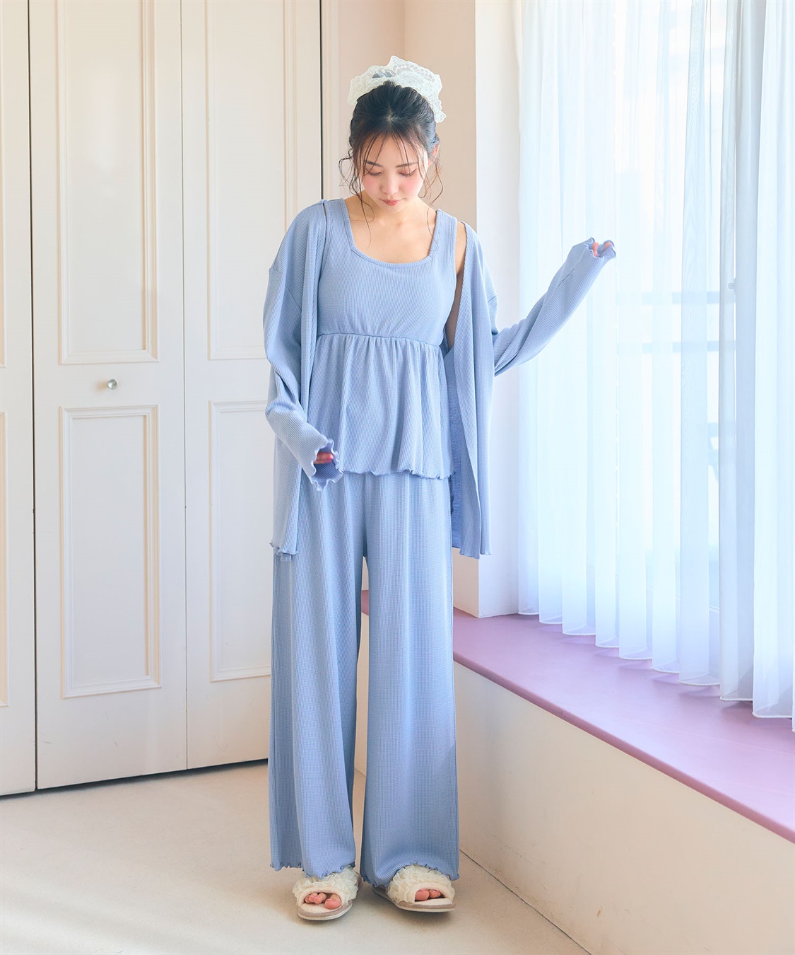 LAFUKU 【LAFUKU/ラフク】カップ付きワッフルルームウェア3点SET_sub_13