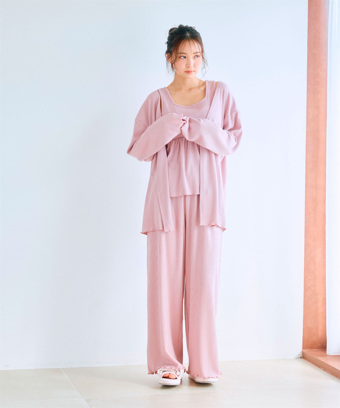 LAFUKU 【LAFUKU/ラフク】カップ付きワッフルルームウェア3点SET_sub_14