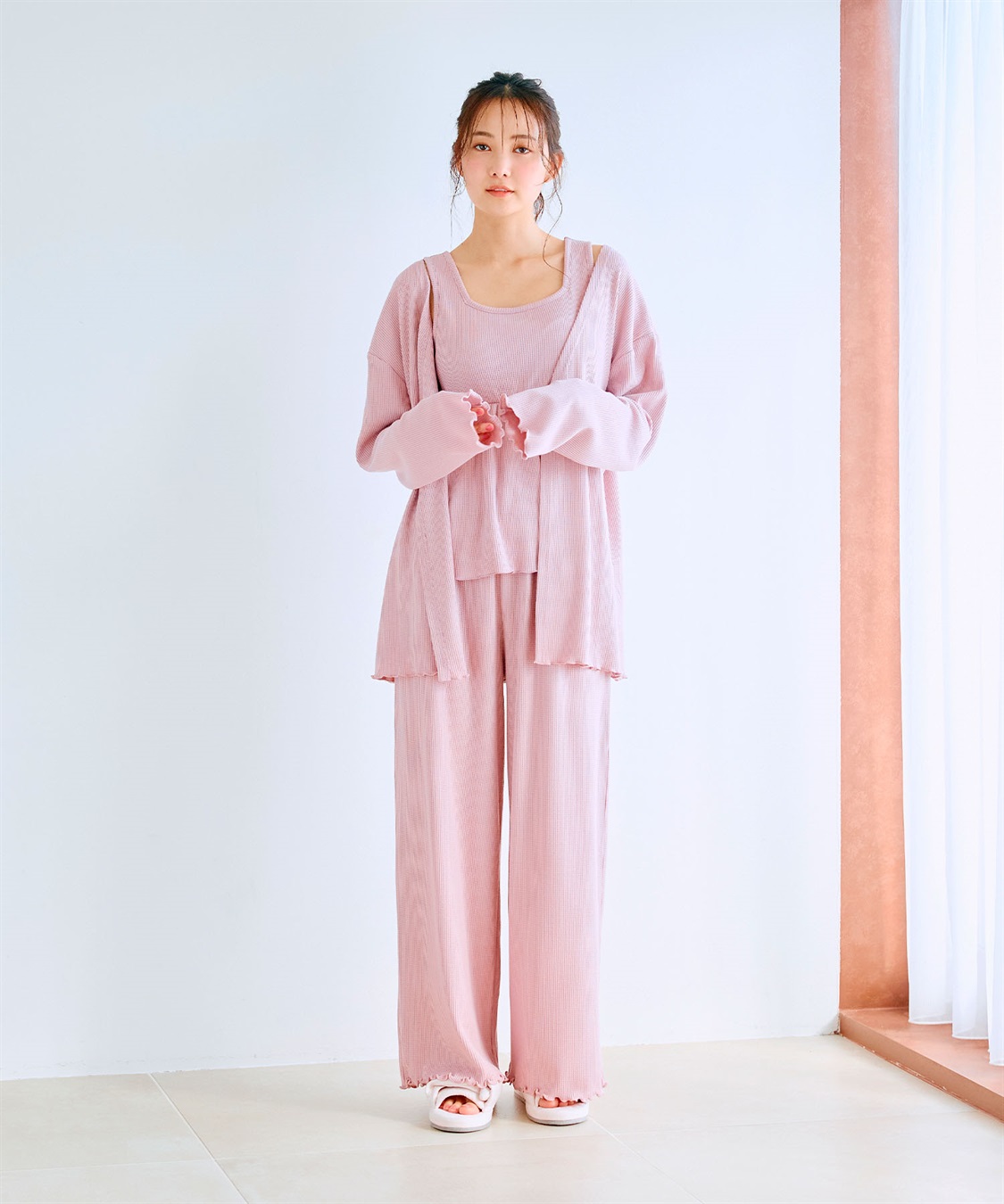 LAFUKU 【LAFUKU/ラフク】カップ付きワッフルルームウェア3点SET_sub_15