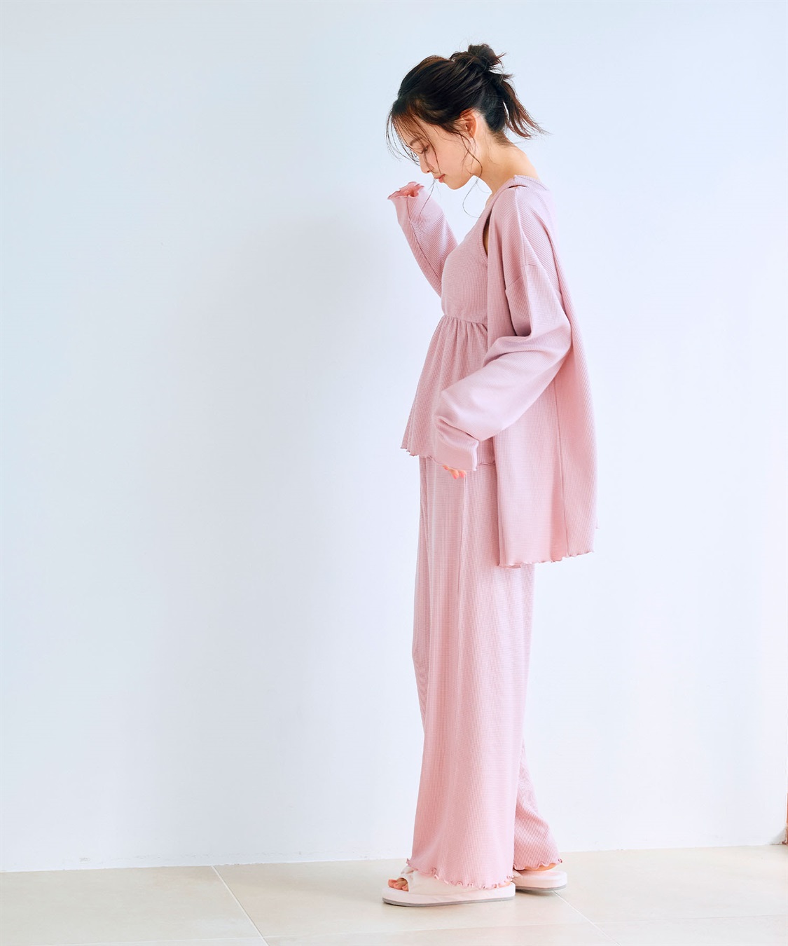 LAFUKU 【LAFUKU/ラフク】カップ付きワッフルルームウェア3点SET_sub_16