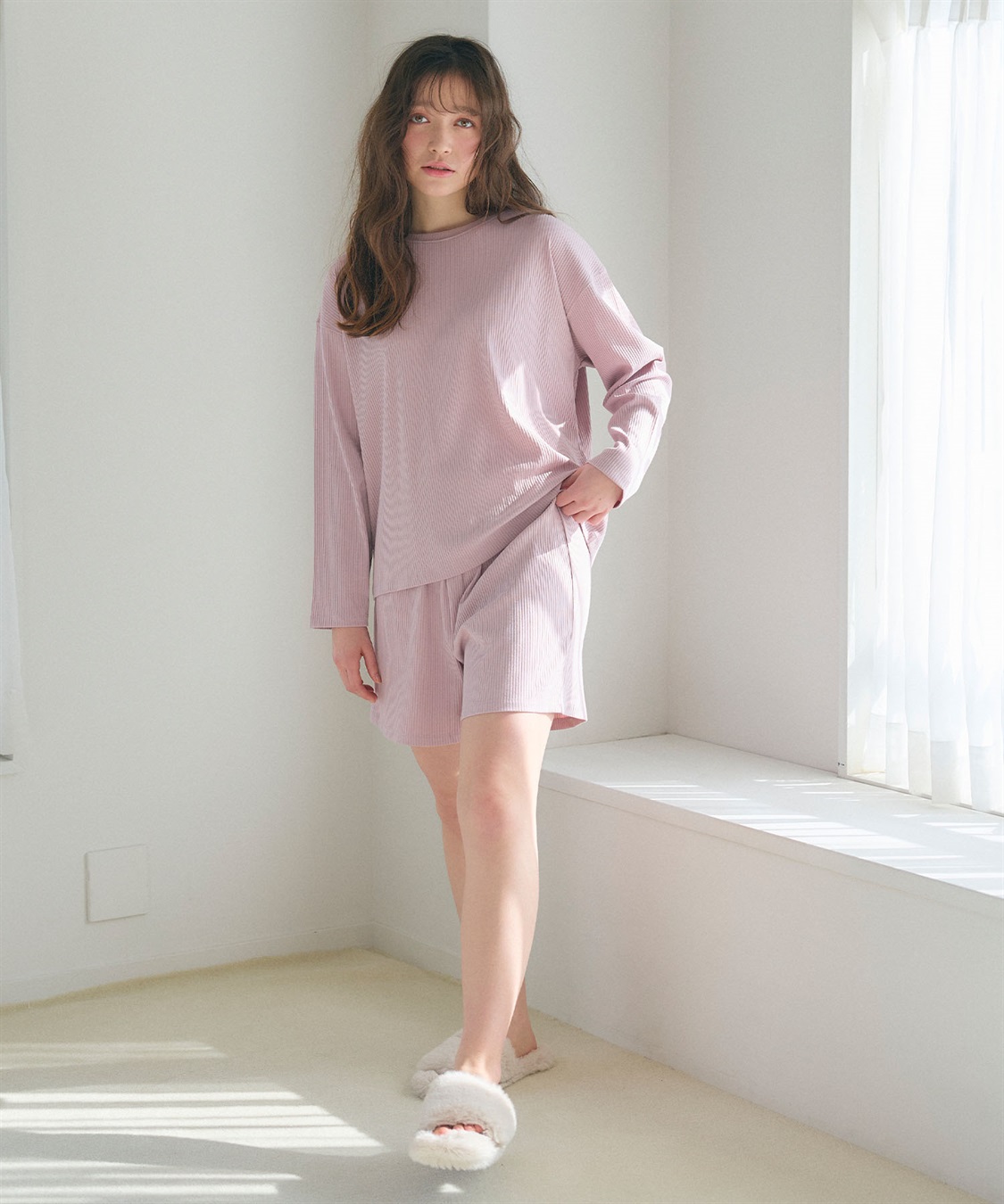 Life Style by cross marche 【LAFUKU/ラフク】リブテレコルームウェア3点セット（ロング丈＆ショート丈パンツ）_sub_3