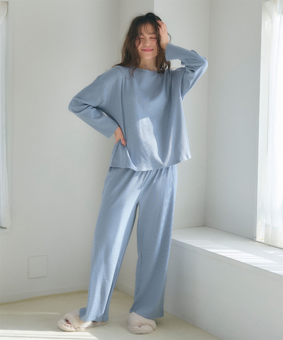 Life Style by cross marche 【LAFUKU/ラフク】リブテレコルームウェア3点セット（ロング丈＆ショート丈パンツ）_sub_5