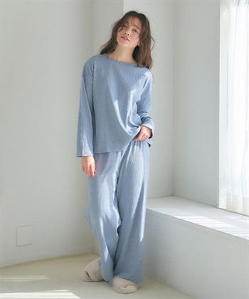 Life Style by cross marche 【LAFUKU/ラフク】リブテレコルームウェア3点セット（ロング丈＆ショート丈パンツ）_subthumb_6