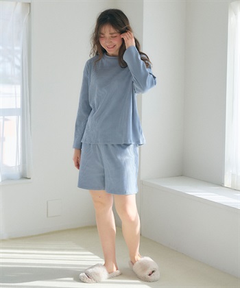 Life Style by cross marche 【LAFUKU/ラフク】リブテレコルームウェア3点セット（ロング丈＆ショート丈パンツ）_subthumb_8