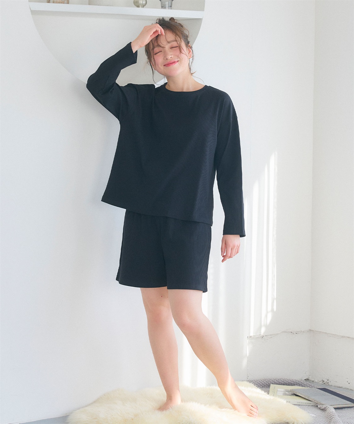 Life Style by cross marche 【LAFUKU/ラフク】リブテレコルームウェア3点セット（ロング丈＆ショート丈パンツ）_sub_11