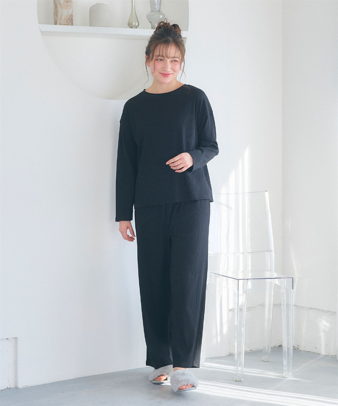 Life Style by cross marche 【LAFUKU/ラフク】リブテレコルームウェア3点セット（ロング丈＆ショート丈パンツ）_sub_13