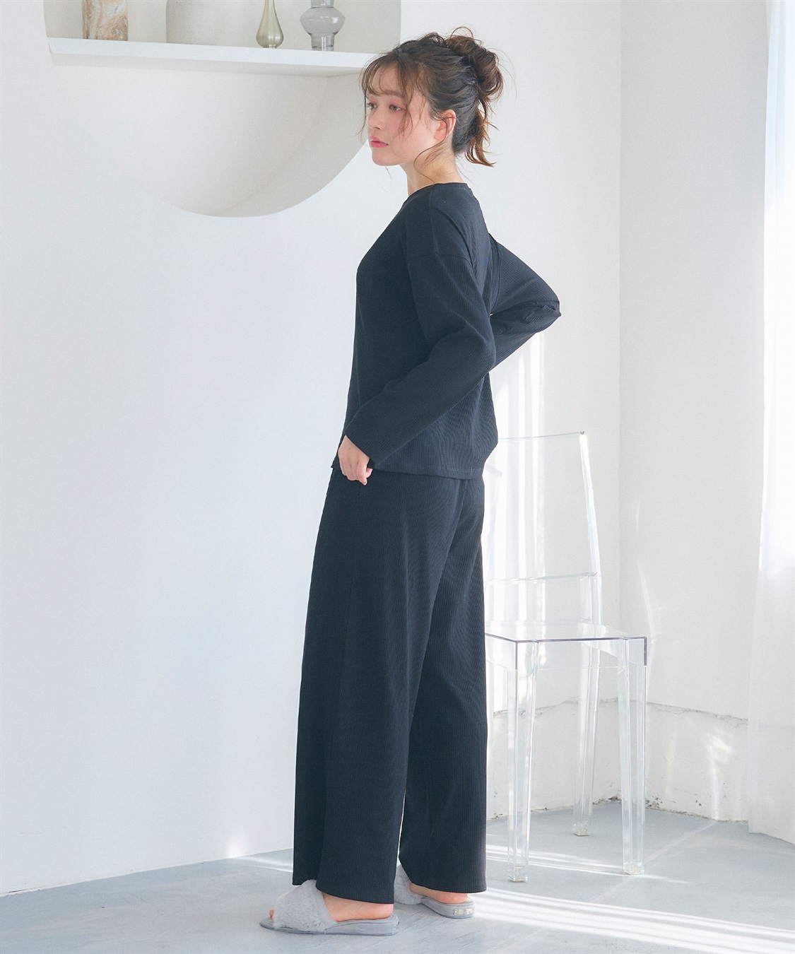 Life Style by cross marche 【LAFUKU/ラフク】リブテレコルームウェア3点セット（ロング丈＆ショート丈パンツ）_sub_14